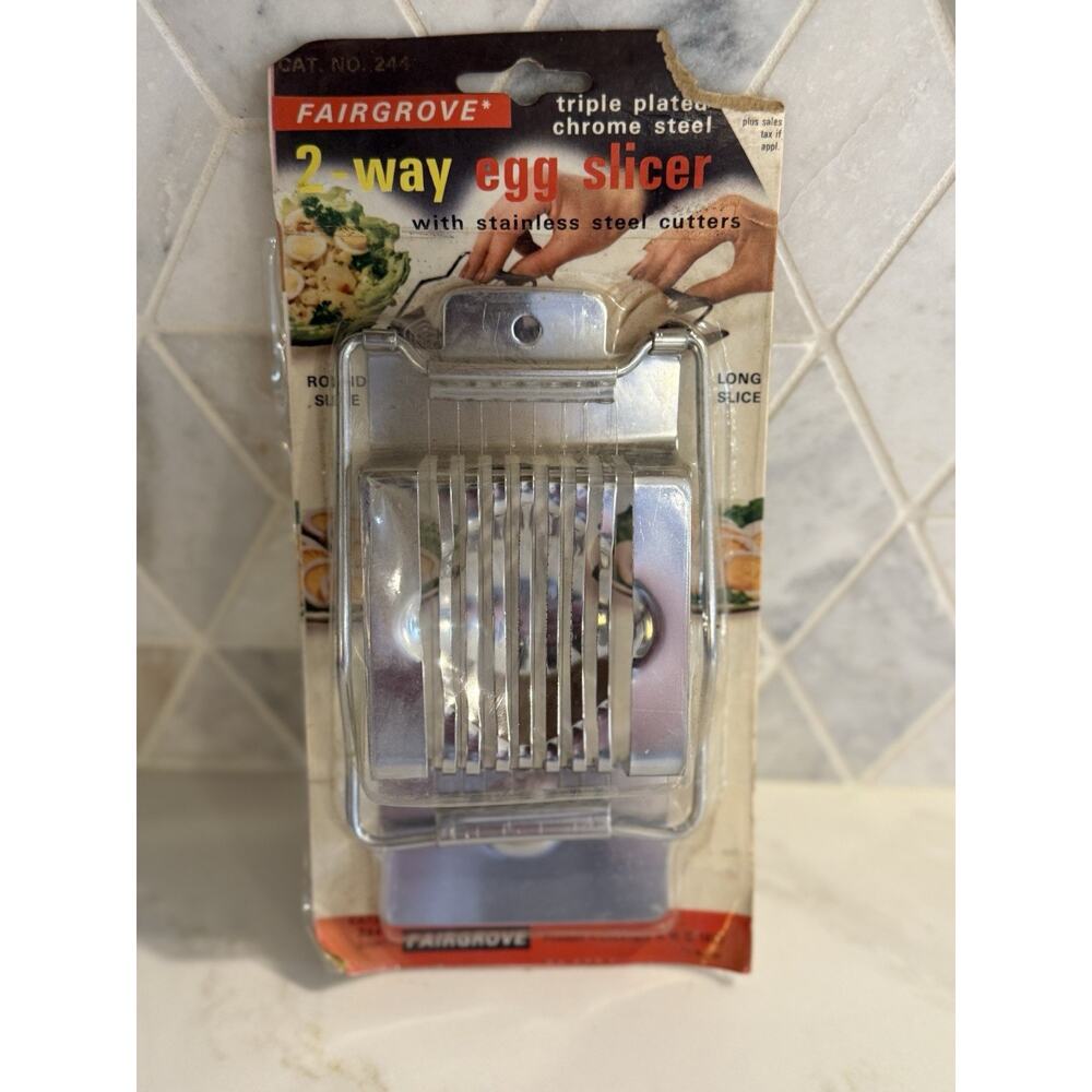 Vintage 1975 Fairgrove Chrome Steel Egg Slicer Cutter - Farmhouse Decor - NEW